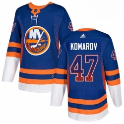 Mens Adidas New York Islanders 47 Leo Komarov Authentic Royal Blue Drift Fashion NHL Jersey 