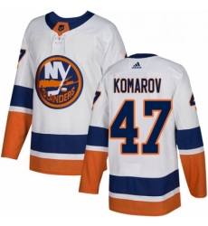 Mens Adidas New York Islanders 47 Leo Komarov Authentic White Away NHL Jersey 