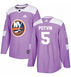 Mens Adidas New York Islanders 5 Denis Potvin Authentic Purple Fights Cancer Practice NHL Jersey 