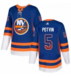 Mens Adidas New York Islanders 5 Denis Potvin Authentic Royal Blue Drift Fashion NHL Jersey 