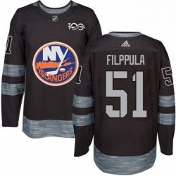Mens Adidas New York Islanders 51 Valtteri Filppula Authentic Black 1917 2017 100th Anniversary NHL Jersey 