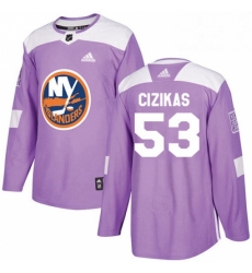 Mens Adidas New York Islanders 53 Casey Cizikas Authentic Purple Fights Cancer Practice NHL Jersey 