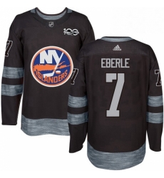 Mens Adidas New York Islanders 7 Jordan Eberle Authentic Black 1917 2017 100th Anniversary NHL Jersey 