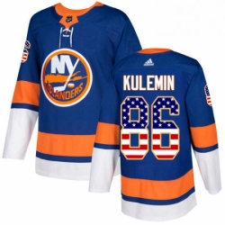 Mens Adidas New York Islanders 86 Nikolay Kulemin Authentic Royal Blue USA Flag Fashion NHL Jersey 