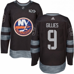 Mens Adidas New York Islanders 9 Clark Gillies Authentic Black 1917 2017 100th Anniversary NHL Jersey 