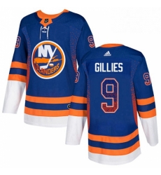 Mens Adidas New York Islanders 9 Clark Gillies Authentic Royal Blue Drift Fashion NHL Jersey 