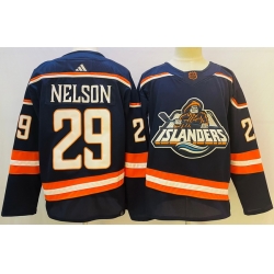Men's New York Islanders #29 Brock Nelson 2022 Navy Reverse Retro 2.0 Stitched Jersey