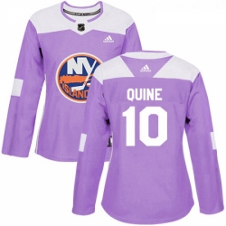 Womens Adidas New York Islanders 10 Alan Quine Authentic Purple Fights Cancer Practice NHL Jersey 