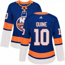 Womens Adidas New York Islanders 10 Alan Quine Authentic Royal Blue Home NHL Jersey 