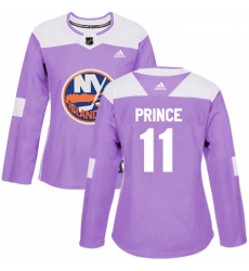 Womens Adidas New York Islanders 11 Shane Prince Authentic Purple Fights Cancer Practice NHL Jersey 