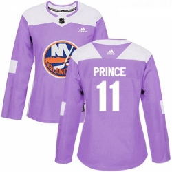 Womens Adidas New York Islanders 11 Shane Prince Authentic Purple Fights Cancer Practice NHL Jersey 