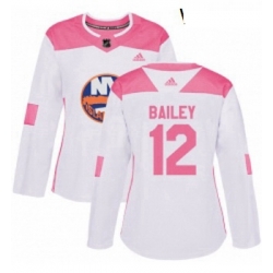 Womens Adidas New York Islanders 12 Josh Bailey Authentic WhitePink Fashion NHL Jersey 