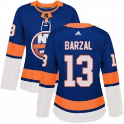 Womens Adidas New York Islanders 13 Mathew Barzal Premier Royal Blue Home NHL Jersey 