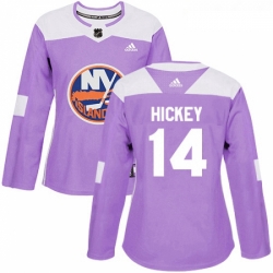 Womens Adidas New York Islanders 14 Thomas Hickey Authentic Purple Fights Cancer Practice NHL Jersey 