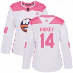 Womens Adidas New York Islanders 14 Thomas Hickey Authentic WhitePink Fashion NHL Jersey 
