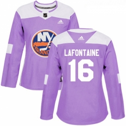 Womens Adidas New York Islanders 16 Pat LaFontaine Authentic Purple Fights Cancer Practice NHL Jersey 