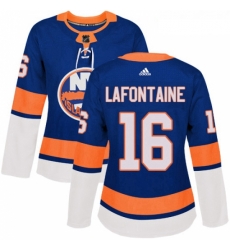 Womens Adidas New York Islanders 16 Pat LaFontaine Authentic Royal Blue Home NHL Jersey 
