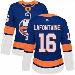 Womens Adidas New York Islanders 16 Pat LaFontaine Premier Royal Blue Home NHL Jersey 