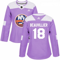 Womens Adidas New York Islanders 18 Anthony Beauvillier Authentic Purple Fights Cancer Practice NHL Jersey 
