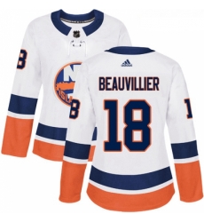 Womens Adidas New York Islanders 18 Anthony Beauvillier Authentic White Away NHL Jersey 