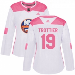 Womens Adidas New York Islanders 19 Bryan Trottier Authentic WhitePink Fashion NHL Jersey 