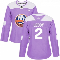 Womens Adidas New York Islanders 2 Nick Leddy Authentic Purple Fights Cancer Practice NHL Jersey 