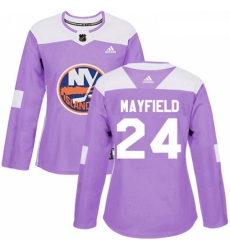 Womens Adidas New York Islanders 24 Scott Mayfield Authentic Purple Fights Cancer Practice NHL Jersey 