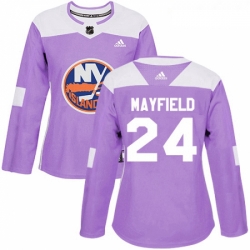 Womens Adidas New York Islanders 24 Scott Mayfield Authentic Purple Fights Cancer Practice NHL Jersey 