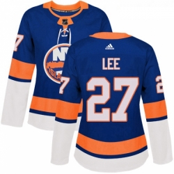 Womens Adidas New York Islanders 27 Anders Lee Premier Royal Blue Home NHL Jersey 