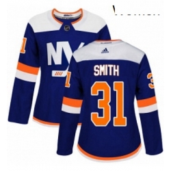 Womens Adidas New York Islanders 31 Billy Smith Premier Blue Alternate NHL Jersey 