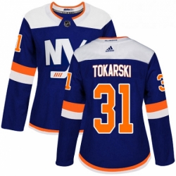 Womens Adidas New York Islanders 31 Dustin Tokarski Premier Blue Alternate NHL Jersey 