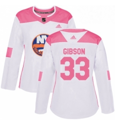 Womens Adidas New York Islanders 33 Christopher Gibson Authentic WhitePink Fashion NHL Jersey 