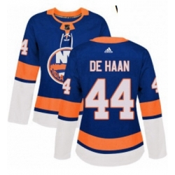 Womens Adidas New York Islanders 44 Calvin de Haan Authentic Royal Blue Home NHL Jersey 