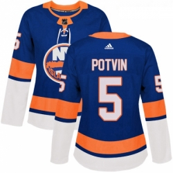 Womens Adidas New York Islanders 5 Denis Potvin Authentic Royal Blue Home NHL Jersey 