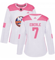 Womens Adidas New York Islanders 7 Jordan Eberle Authentic WhitePink Fashion NHL Jersey 