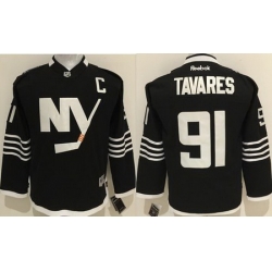 Islanders #91 John Tavares Black Alternate Stitched Youth NHL Jersey II