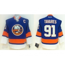 Kids New York Islanders 91 John Tavares Light Blue Stitched NHL Jersey