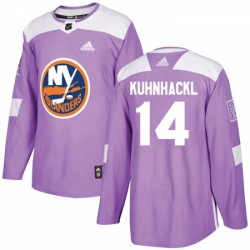 Youth Adidas New York Islanders 14 Tom Kuhnhackl Authentic Purple Fights Cancer Practice NHL Jersey 