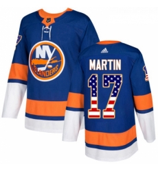 Youth Adidas New York Islanders 17 Matt Martin Authentic Royal Blue USA Flag Fashion NHL Jersey 