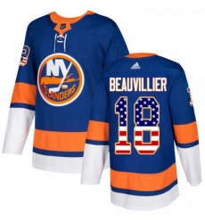 Youth Adidas New York Islanders 18 Anthony Beauvillier Authentic Royal Blue USA Flag Fashion NHL Jersey 