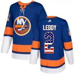 Youth Adidas New York Islanders 2 Nick Leddy Authentic Royal Blue USA Flag Fashion NHL Jersey 