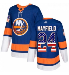 Youth Adidas New York Islanders 24 Scott Mayfield Authentic Royal Blue USA Flag Fashion NHL Jersey 
