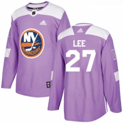 Youth Adidas New York Islanders 27 Anders Lee Authentic Purple Fights Cancer Practice NHL Jersey 