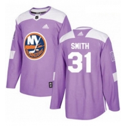 Youth Adidas New York Islanders 31 Billy Smith Authentic Purple Fights Cancer Practice NHL Jersey 