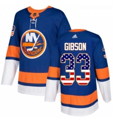 Youth Adidas New York Islanders 33 Christopher Gibson Authentic Royal Blue USA Flag Fashion NHL Jersey 