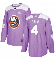 Youth Adidas New York Islanders 4 Robin Salo Authentic Purple Fights Cancer Practice NHL Jersey 