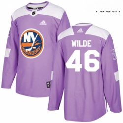 Youth Adidas New York Islanders 46 Bode Wilde Authentic Purple Fights Cancer Practice NHL Jersey 