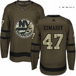 Youth Adidas New York Islanders 47 Leo Komarov Premier Green Salute to Service NHL Jersey 