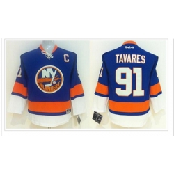 Youth NHL New York Islanders #91 John Tavares Light Blue Jersey