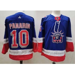 Men New York Rangers 10 Artemi Panarin Light Blue 2021 Retro Stitched NHL Jersey